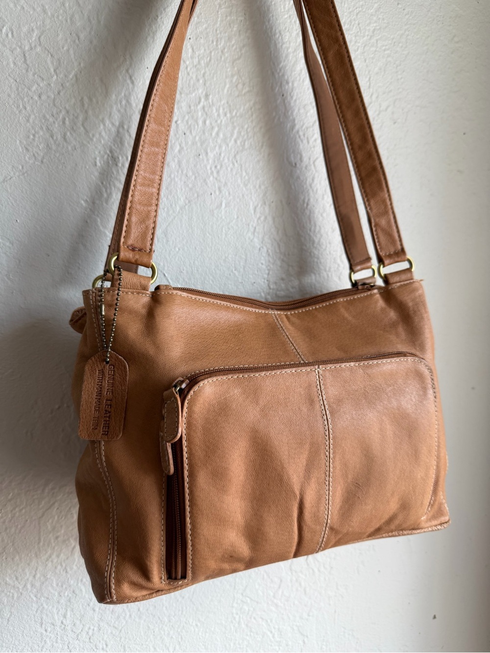 Vintage Cabin Creek Tan Leather Shoulder Bag - Picture 2 of 10